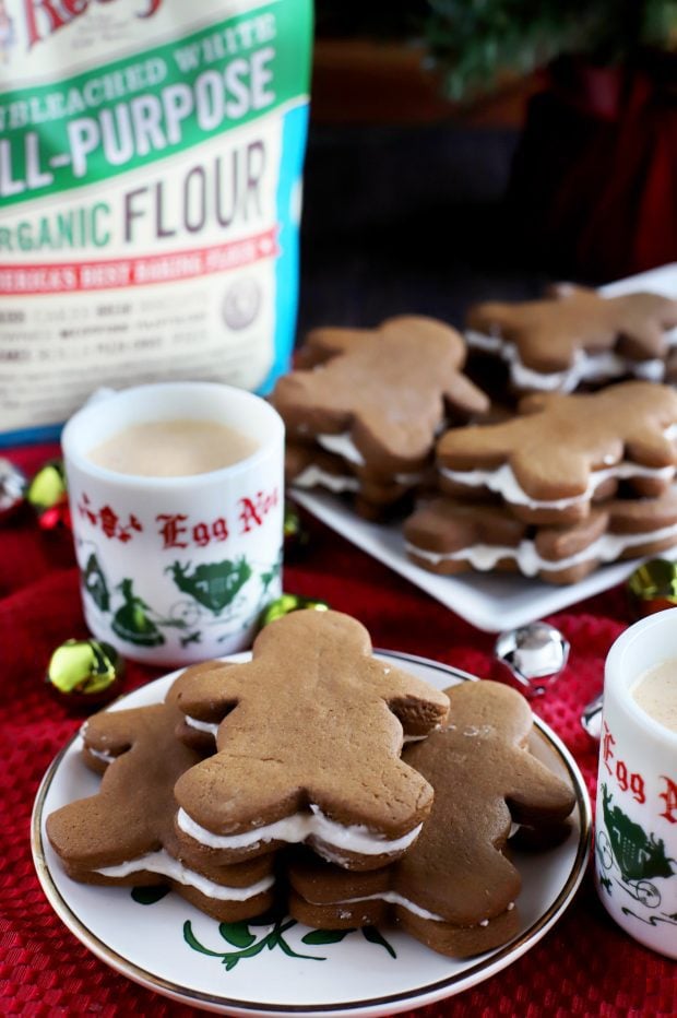 Soft Chewy Gingerbread Cookies with Eggnog Filling