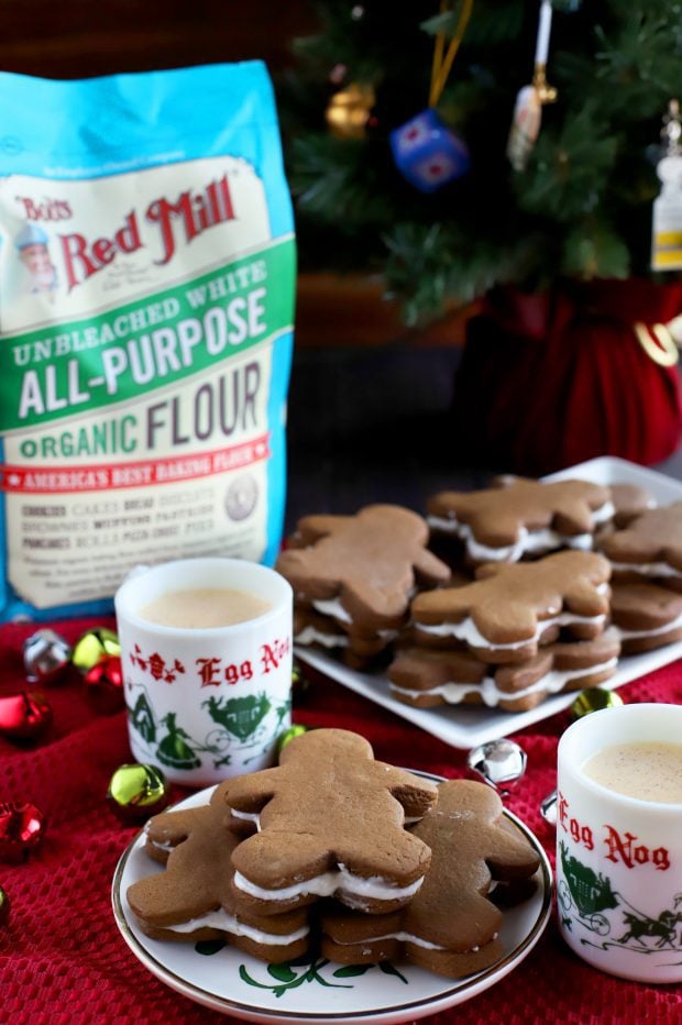 Soft Chewy Gingerbread Cookies with Eggnog Filling