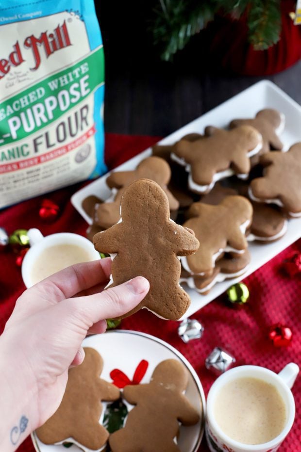 Soft Chewy Gingerbread Cookies with Eggnog Filling