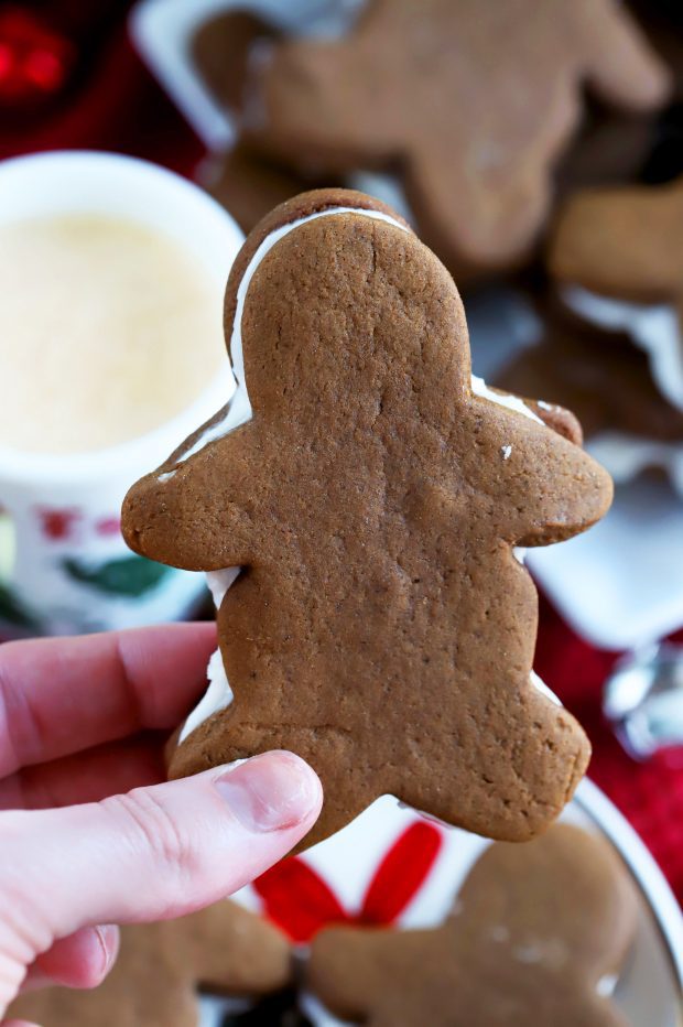 Soft Chewy Gingerbread Cookies with Eggnog Filling