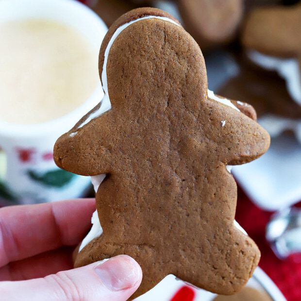 Soft Chewy Gingerbread Cookies with Eggnog Filling