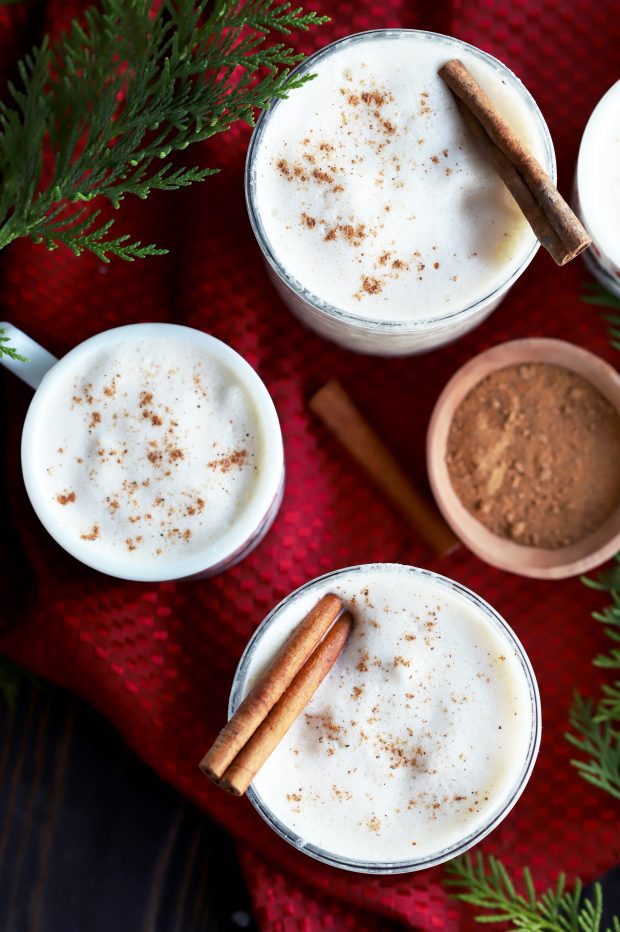 The Best Homemade Eggnog in many glasses