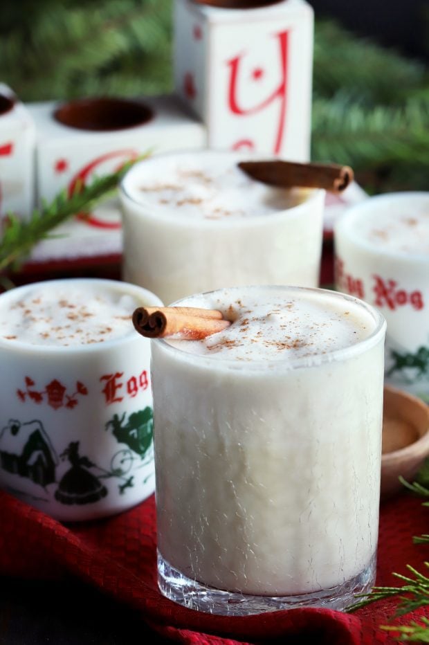 The Best Homemade Eggnog in an old fashioned glass