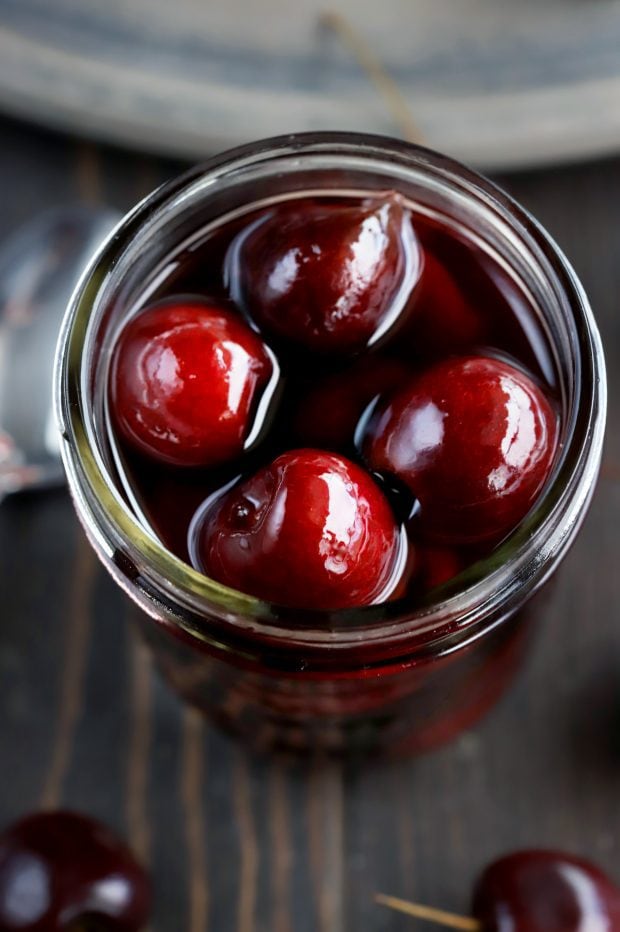 Homemade Brandy Cherries with Rum