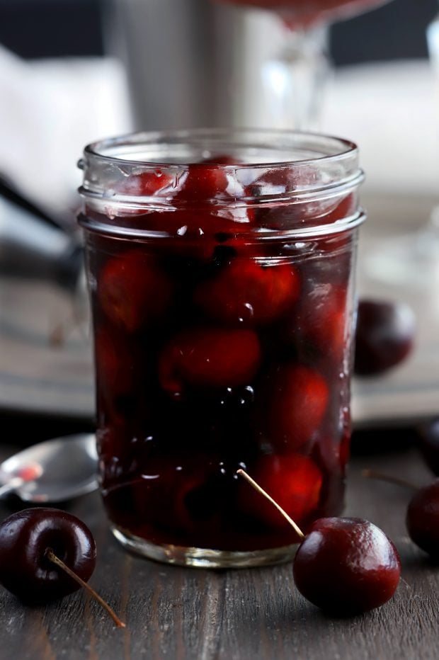 Homemade Brandy Cherries with Rum