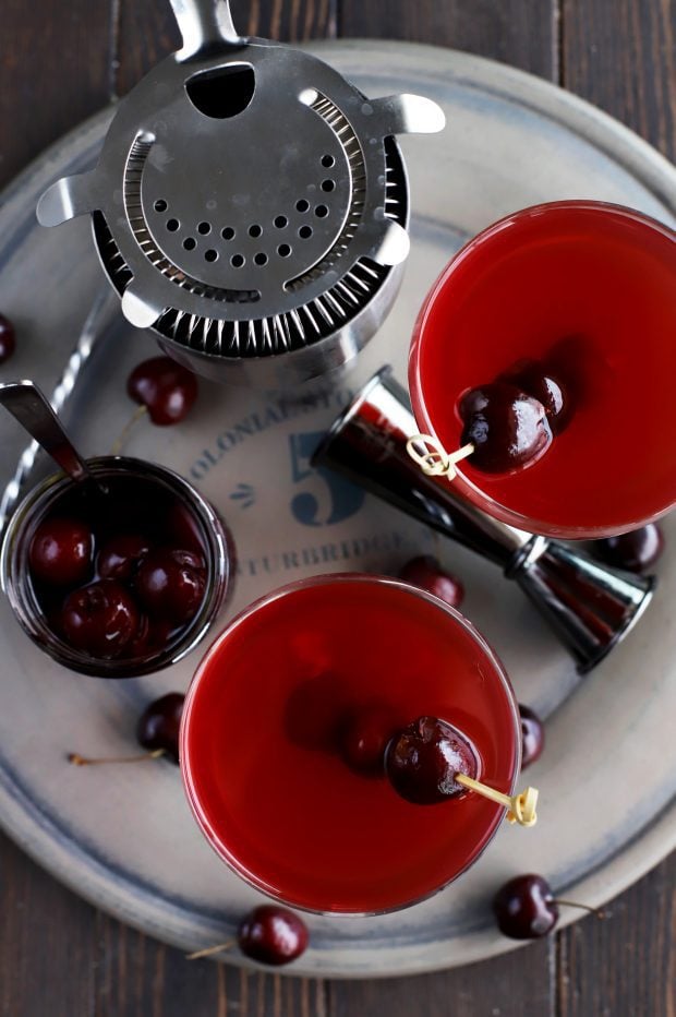 Homemade Brandy Cherries with Rum