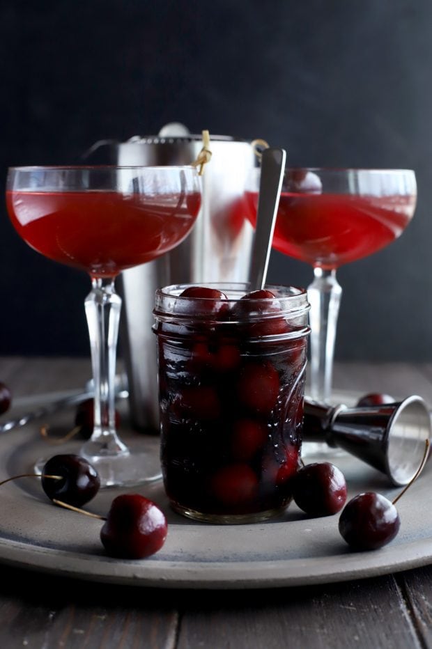 Homemade Brandy Cherries with Rum