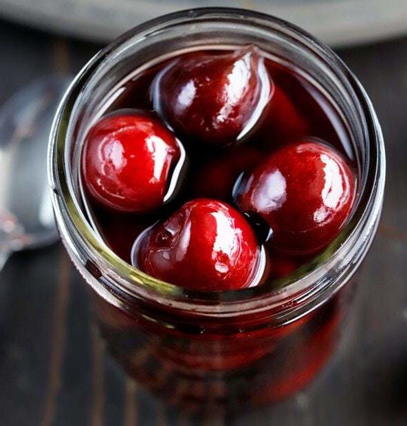 Homemade Brandy Cherries with Rum