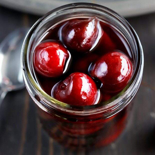 Homemade Brandy Cherries with Rum