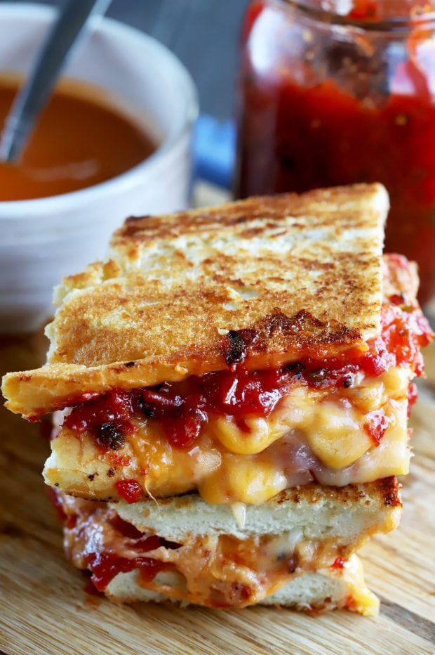 Grilled Cheese Sticks - Three Cheeses with Tomato Jam