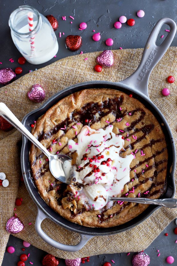 Easy Skillet Cookie {two sizes} - Celebrating Sweets