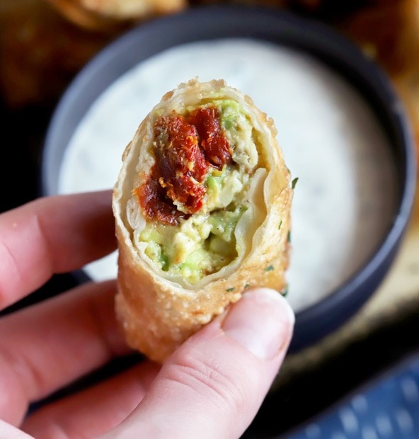 Avocado Sun-Dried Tomato Chicken Egg Rolls