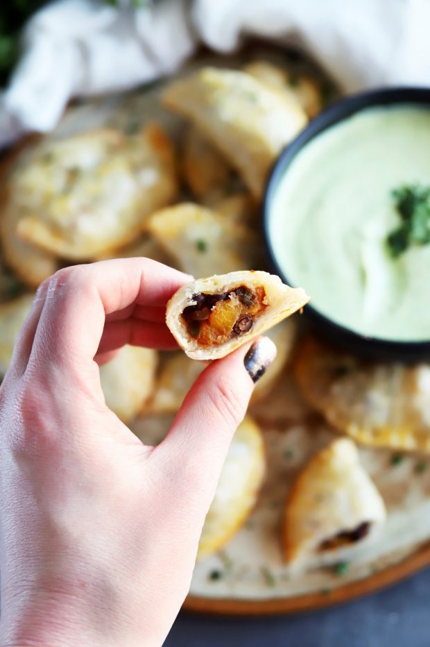 Butternut Squash Goat Cheese Empanadas with Avocado Dipping Sauce