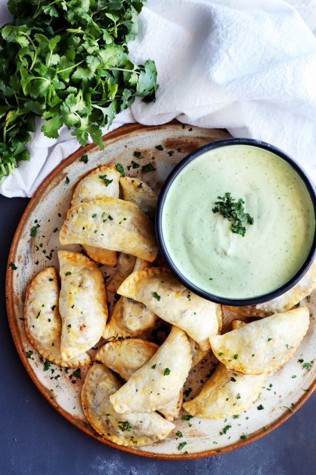 Butternut Squash Goat Cheese Empanadas with Avocado Dipping Sauce