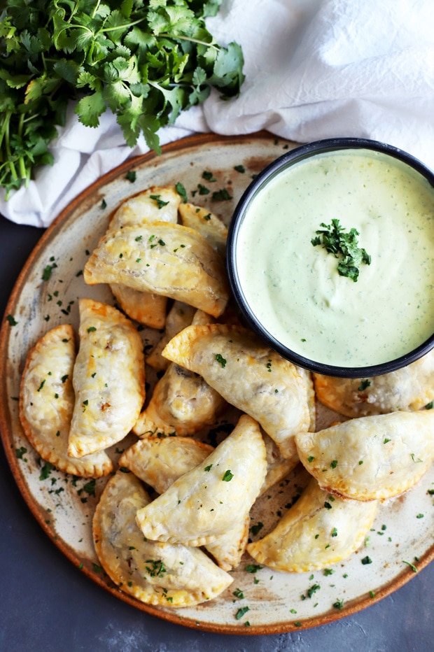 Butternut Squash Goat Cheese Empanadas with Avocado Dipping Sauce