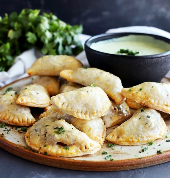 Butternut Squash Goat Cheese Empanadas with Avocado Dipping Sauce