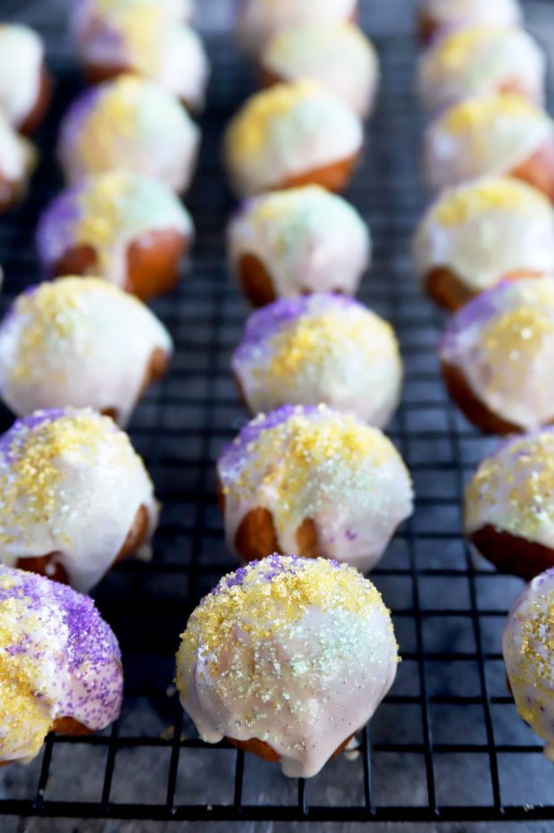 King Cake Donut Holes for Mardi Gras