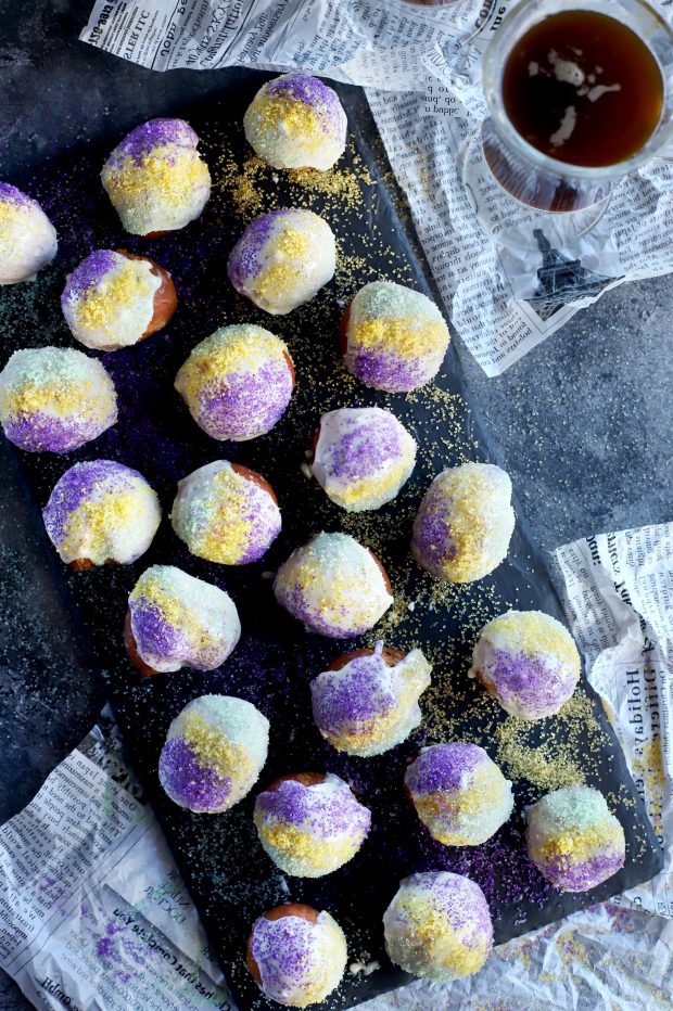 King Cake Donut Holes for Mardi Gras