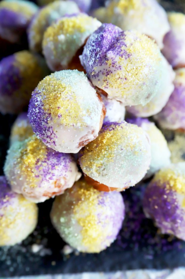 King Cake Donut Holes for Mardi Gras