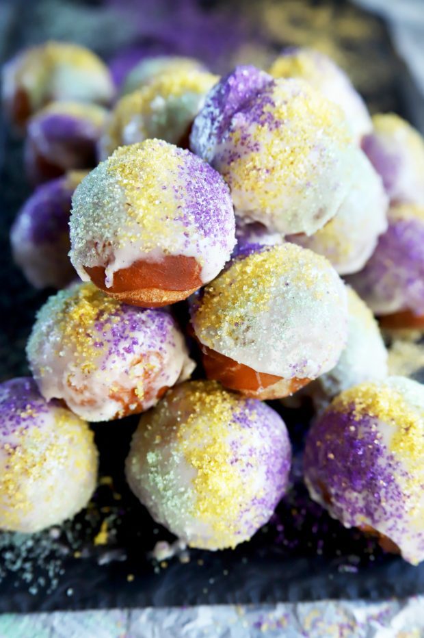 King Cake Donut Holes for Mardi Gras