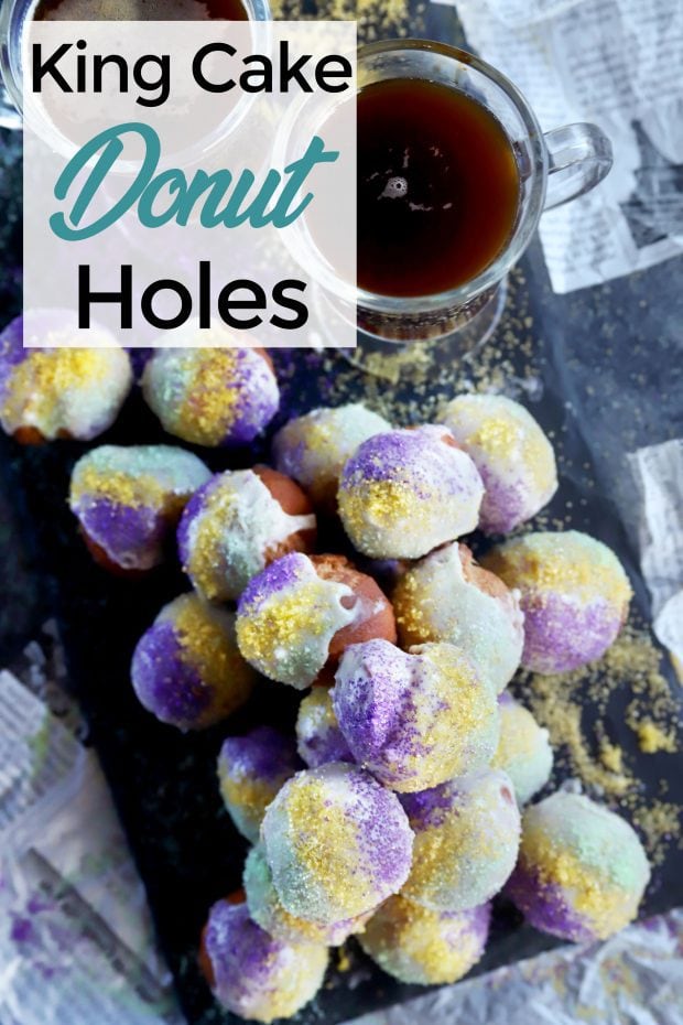 King Cake Donut Holes for Mardi Gras