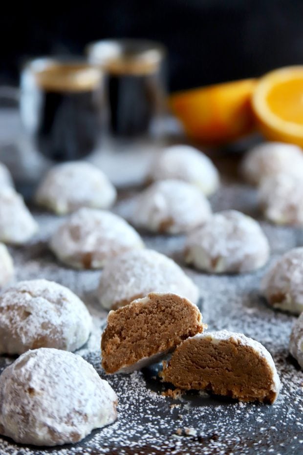 Mocha Orange Mexican Wedding Cookies