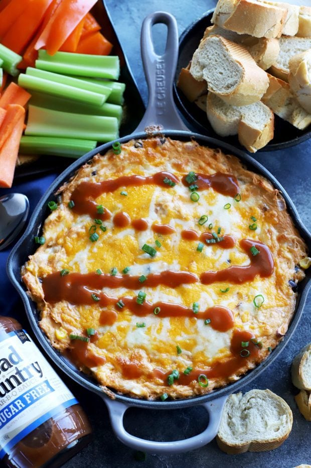 Skillet Southwestern BBQ Chicken Dip