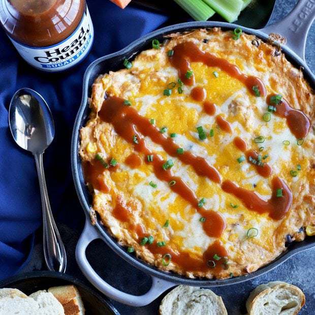 Skillet Southwestern BBQ Chicken Dip