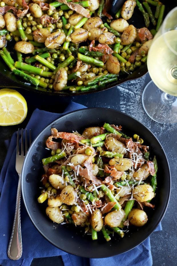 brown butter gnocchi serving with white wine