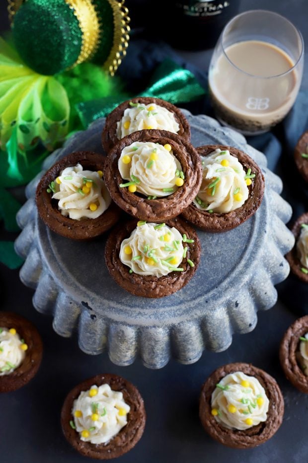 Espresso Brownie Cups With Bailey's Buttercream Frosting