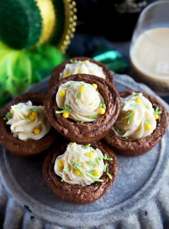 Espresso Brownie Cups With Bailey's Buttercream Frosting