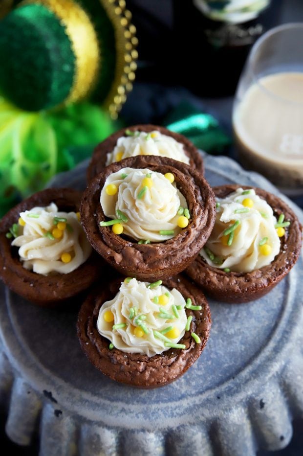 Espresso Brownie Cups With Bailey's Buttercream Frosting