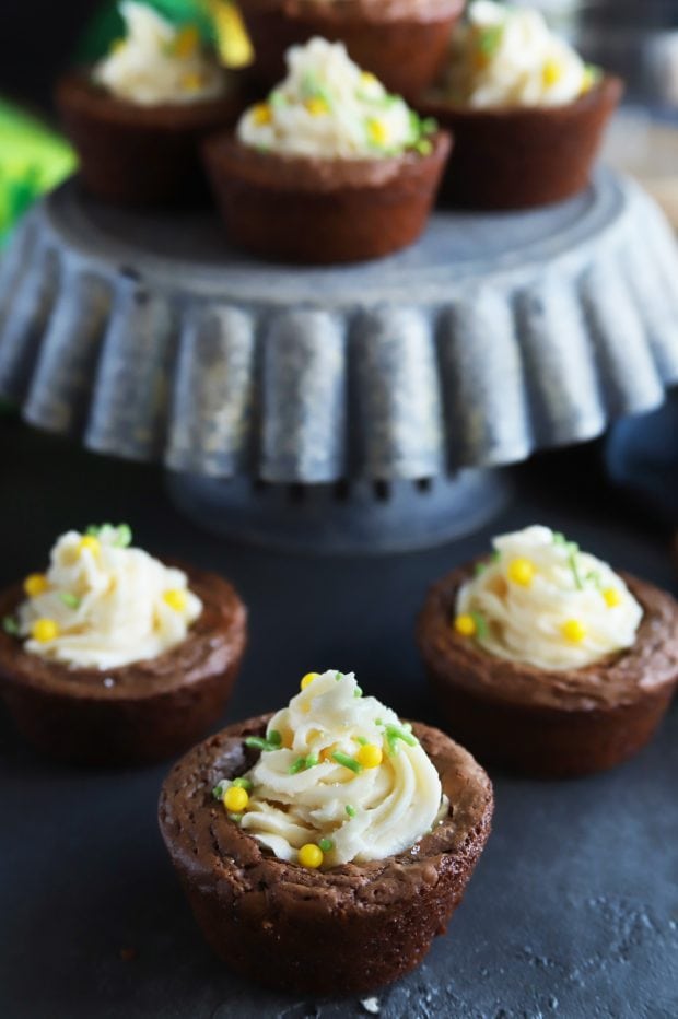 Espresso Brownie Cups With Bailey's Buttercream Frosting