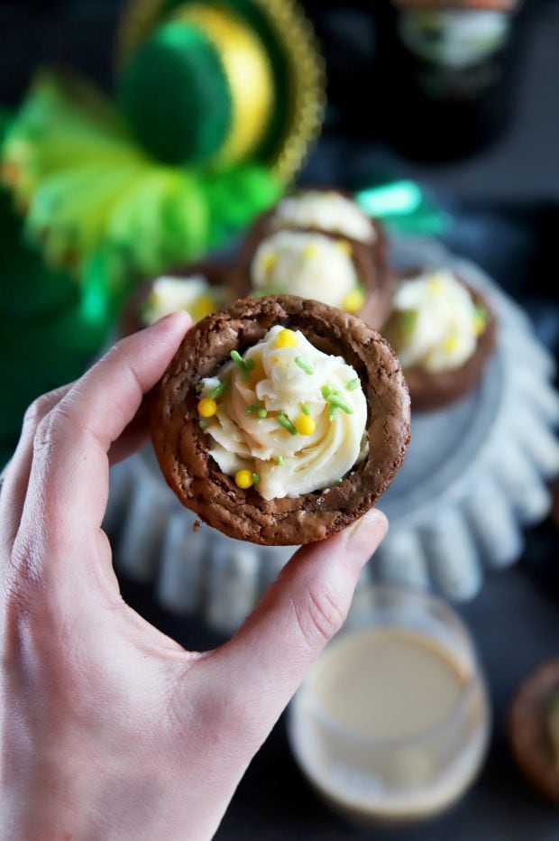 Espresso Brownie Cups With Bailey's Buttercream Frosting