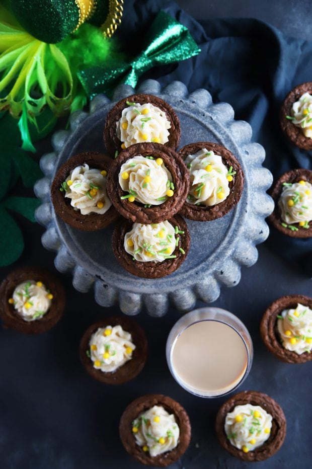 Espresso Brownie Cups With Bailey's Buttercream Frosting