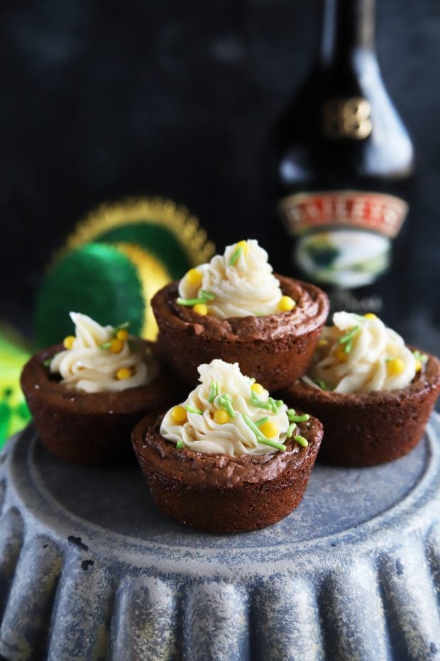 Espresso Brownie Cups With Bailey's Buttercream Frosting