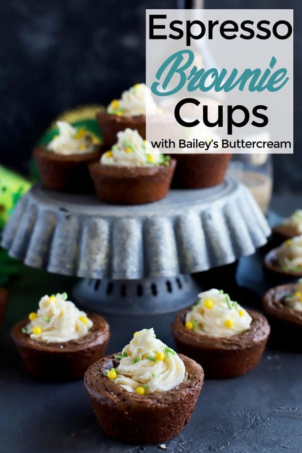 Espresso Brownie Cups With Bailey's Buttercream Frosting