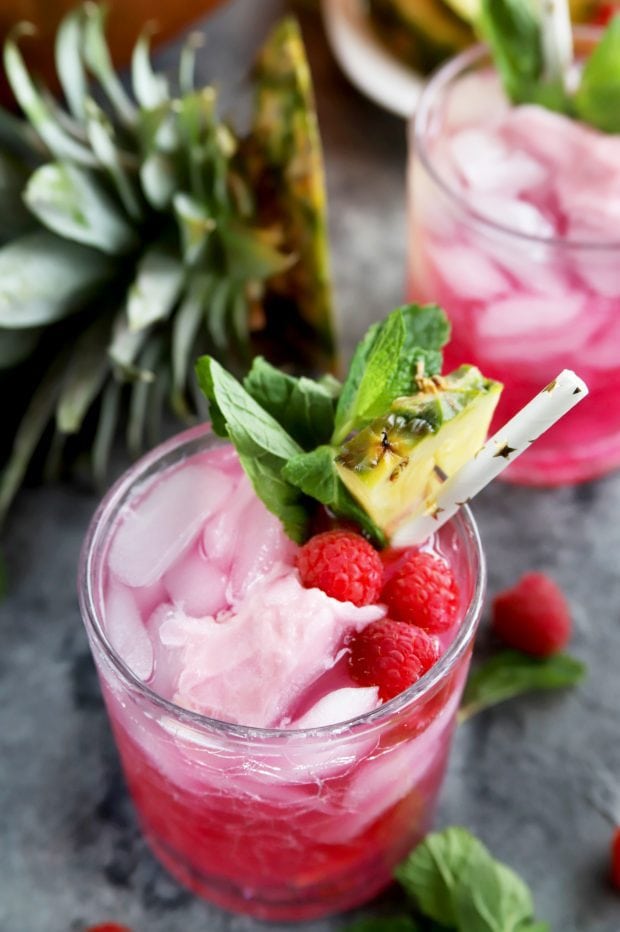 Black Raspberry, Mint, and Pineapple Sherbet Punch