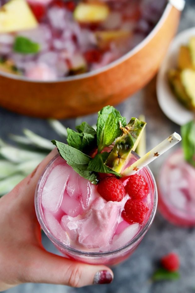 Black Raspberry, Mint, and Pineapple Sherbet Punch