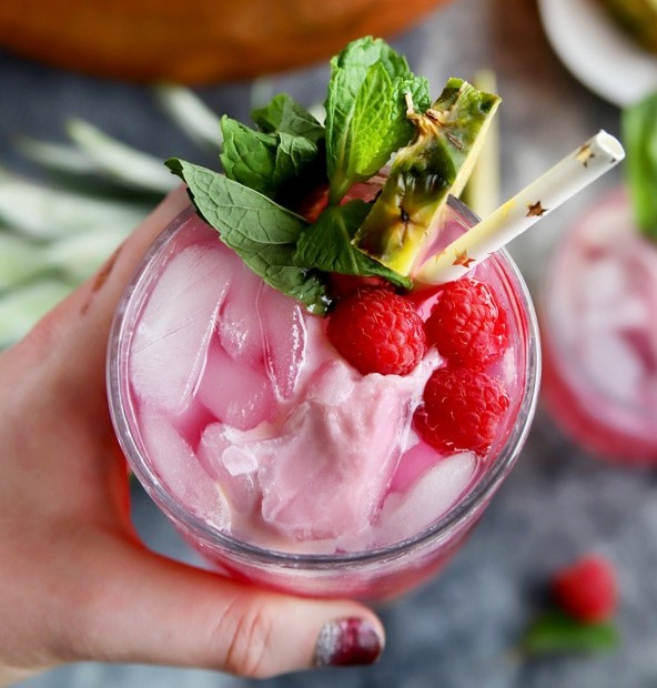 Black Raspberry, Mint, and Pineapple Sherbet Punch