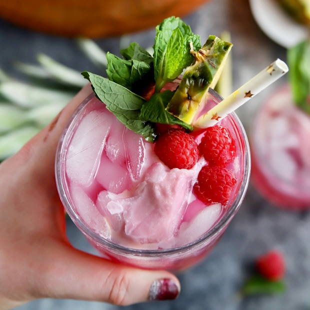 Black Raspberry, Mint, and Pineapple Sherbet Punch