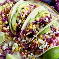 Charred Corn Chicken Avocado Tacos