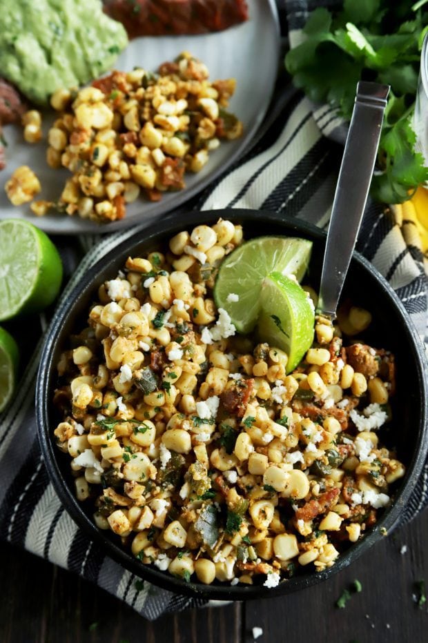 Corn salad in a serving bowl