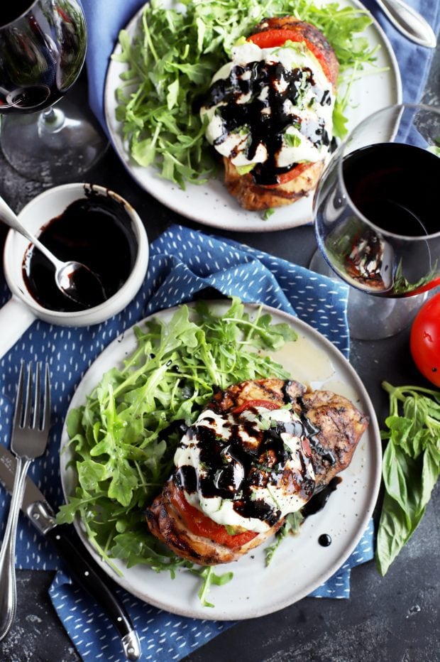 Chicken with avocado, tomato, and mozzarella