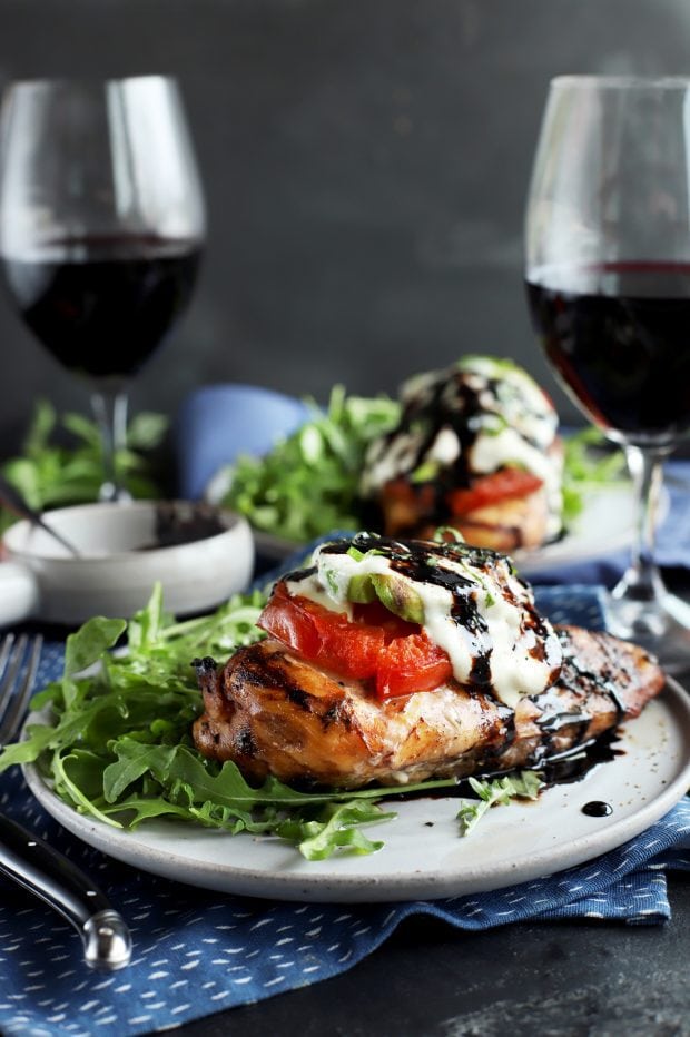 Grilled chicken on a plate with salad