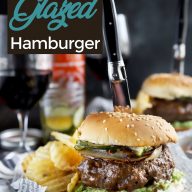 Pin image for miso glazed Sriracha burgers