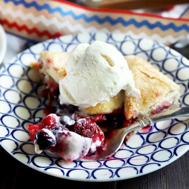 Thumbnail image of a raspberry blueberry and strawberry galette