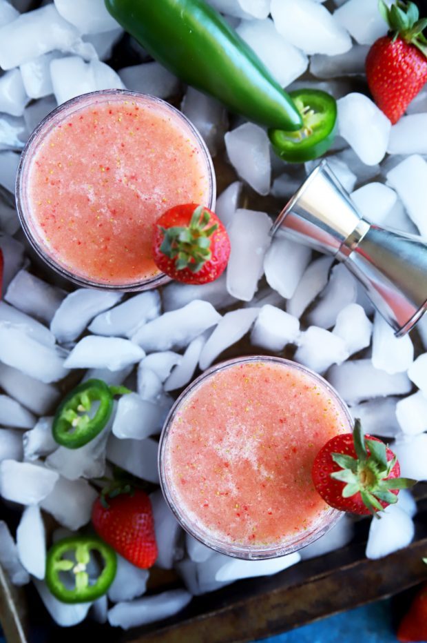 Strawberry Jalapeno Margaritas blended