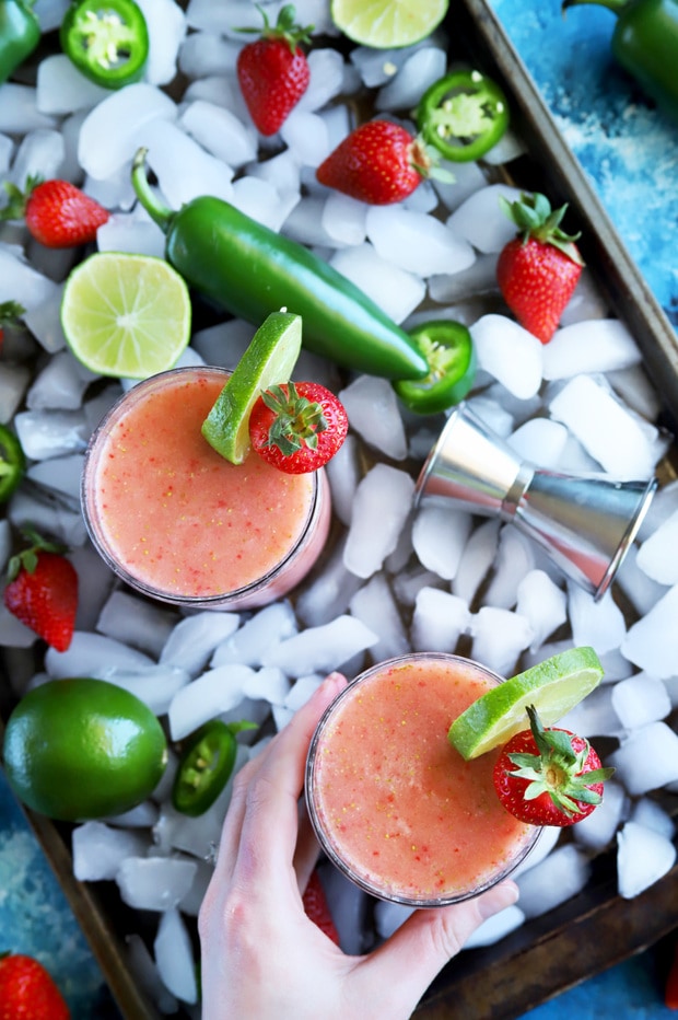 frozen strawberry jalapeno margarita