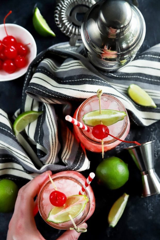 Overhead shot of summer cocktails